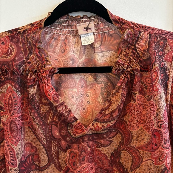 Daytrip Vintage 90's Made in USA Fairy Paisley Bell Sleeve Flowy Women's Top L - Picture 5 of 10